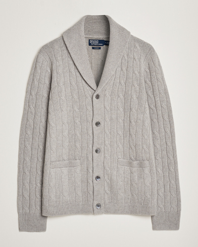 Herre | Cardigans | Polo Ralph Lauren | Cashmere Cable Shawl Collar Cardigan Grey Heather