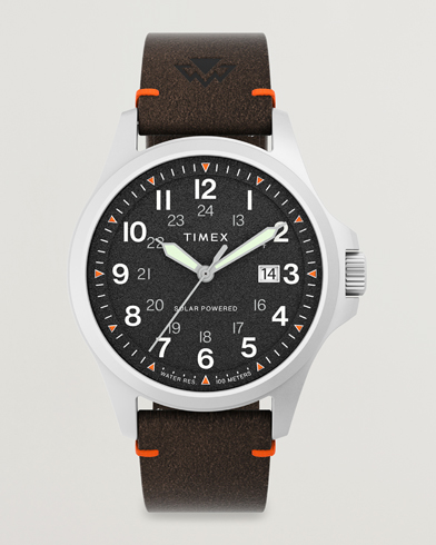 Herre | Skinnrem | Timex | Field Post Solar Watch 41mm Textured Black Dial