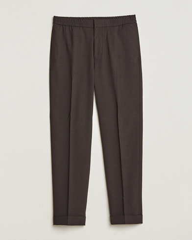 Herre | Tiger of Sweden | Tiger of Sweden | Taven Drawstring Wool Trousers Coffee