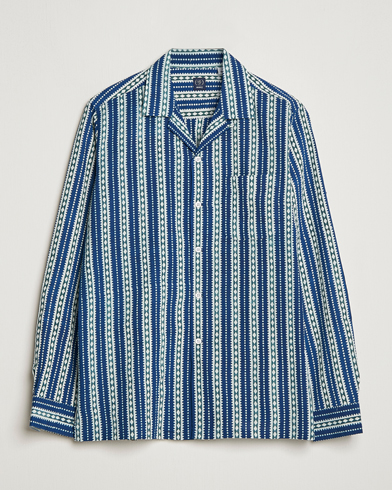 Herre |  | Beams F | Relaxed Cotton Shirt Blue Stripes