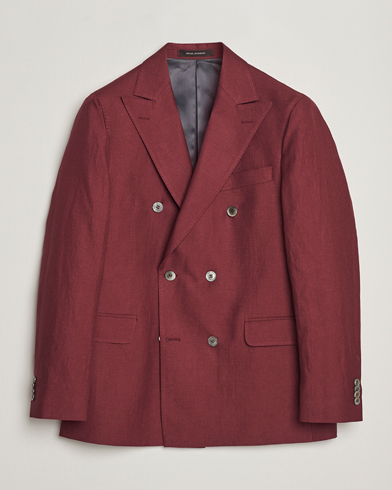Herre | Business & Beyond | Oscar Jacobson | Farris Double Breasted Linen Blazer Moon Red