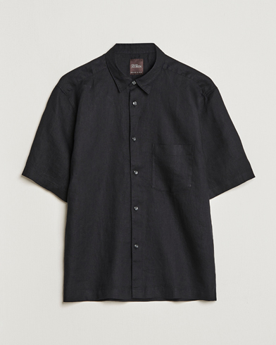 Herre |  | Oscar Jacobson | Regular Fit City Signature Linen Shirt Black
