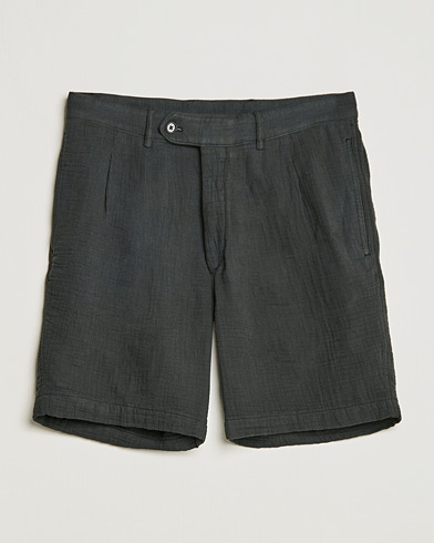 Herre | Chinosshorts | Oscar Jacobson | Tanker Pleated Crepe Cotton Shorts Green