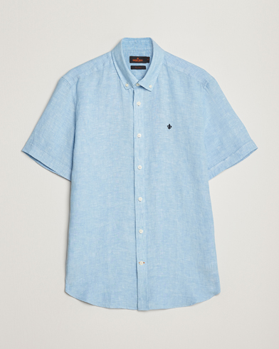 Herre | Kortermede skjorter | Morris | Douglas Linen Short Sleeve Shirt Light Blue