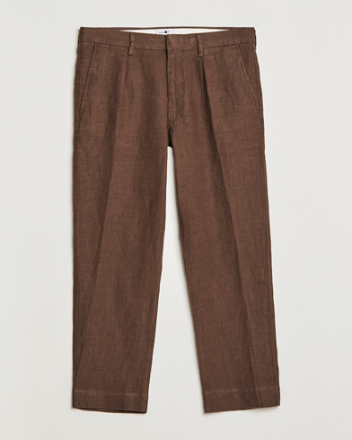Herre | Bukser | NN07 | Bill Pleated Linen Trousers Brown