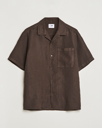 Herre | Kortermede skjorter | NN07 | Julio Linen Resort Shirt Brown