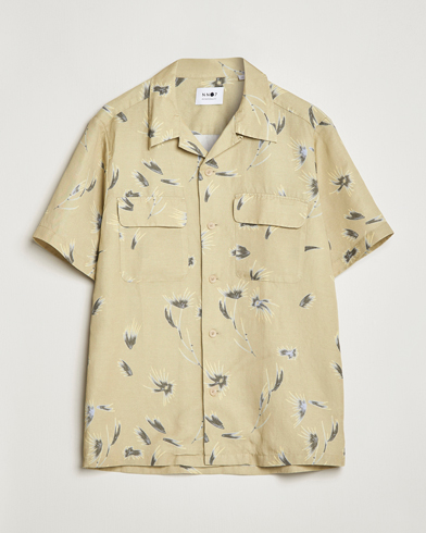Herre | Kortermede skjorter | NN07 | Daniel Short Sleeve Tencel/Linen Printed Shirt Pale Olive