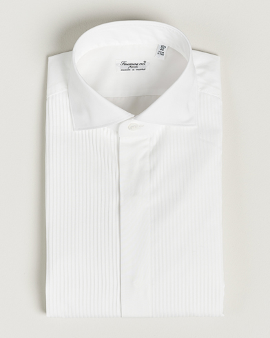 Herre | Smokingskjorter | Finamore Napoli | Milano Slim Plisse Smoking Shirt White