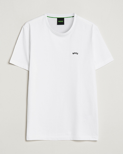 Herre | BOSS GREEN | BOSS GREEN | Curved Logo Crew Neck T-Shirt Natural