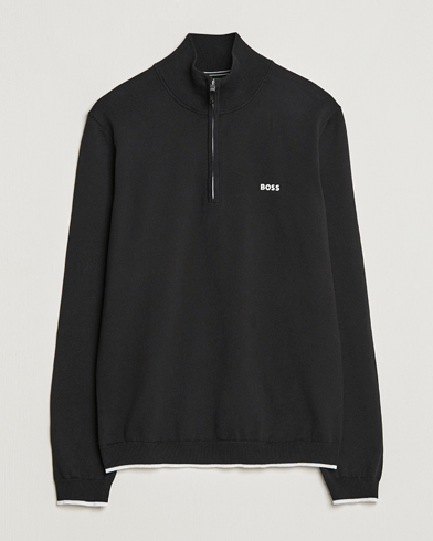 Herre | Gensere | BOSS GREEN | Zallo Knitted Half Zip Sweater Black