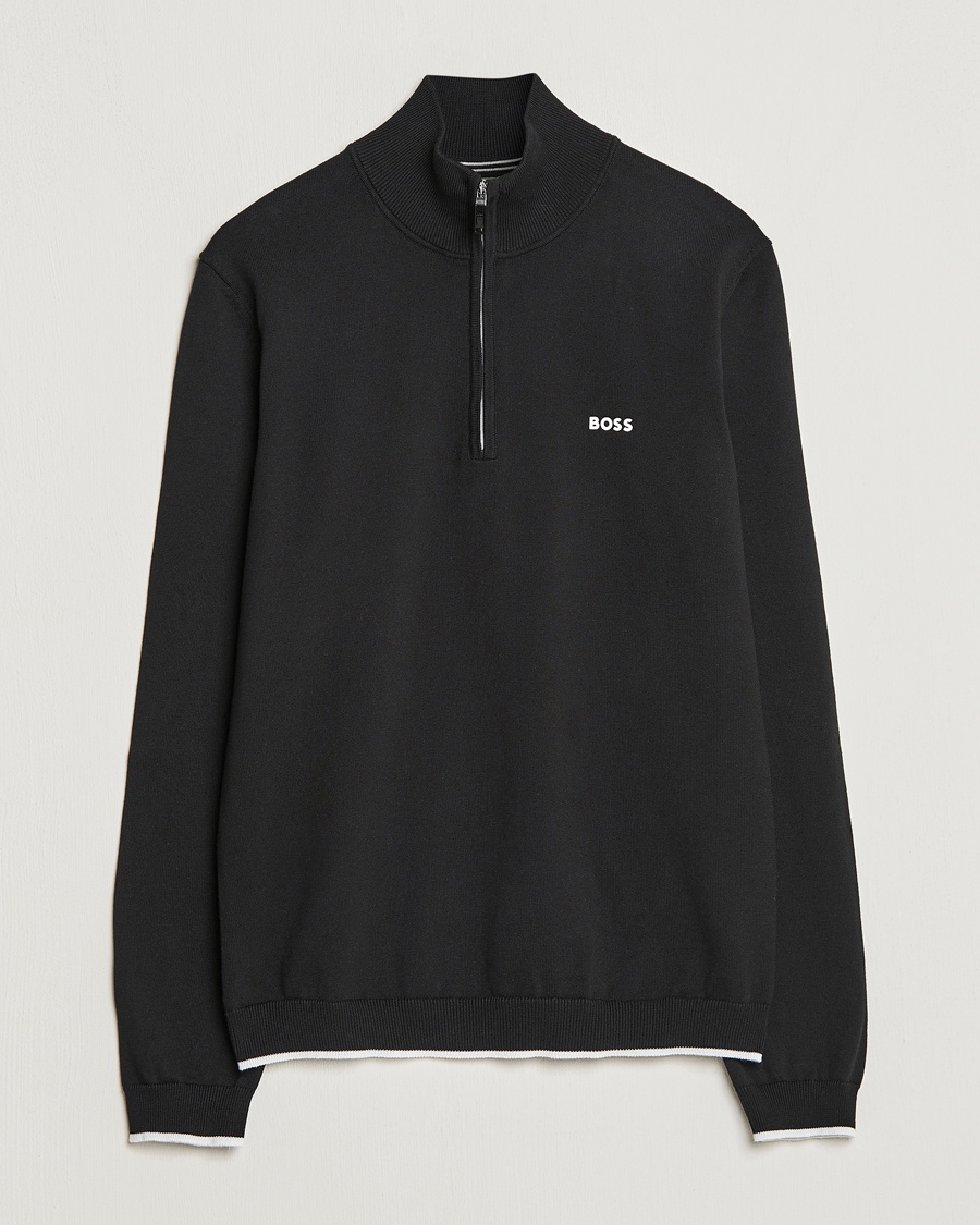 Herre | | BOSS GREEN | Zallo Knitted Half Zip Sweater Black