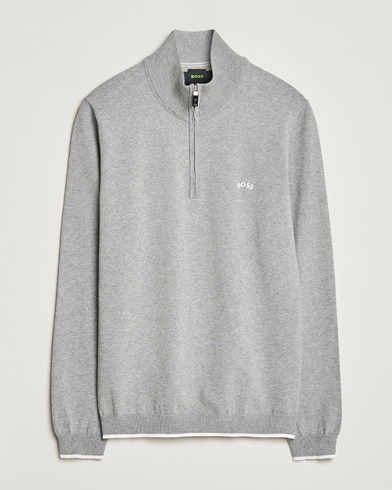 Herre | 50% salg | BOSS GREEN | Zallo Knitted Half Zip Sweater Light Grey