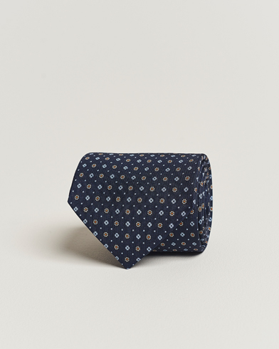 Herre | Italian Department | E. Marinella | 3-Fold Printed Silk Tie Navy
