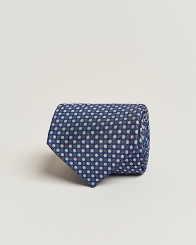 Herre | Assesoarer | E. Marinella | 3-Fold Printed Silk Tie Dark Blue