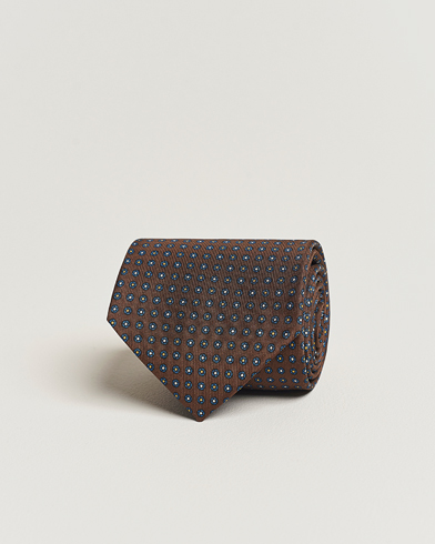 Herre | Slips | E. Marinella | 3-Fold Printed Silk Tie Dark Brown