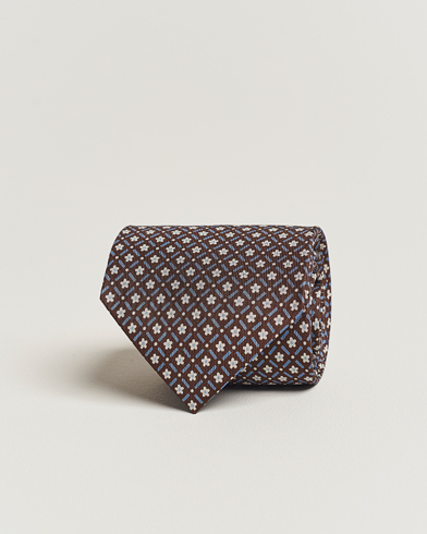 Herre |  | E. Marinella | 3-Fold Printed Silk Tie Dark Brown