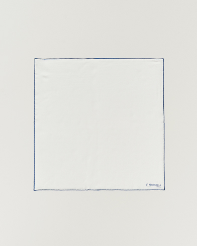 Herre |  | E. Marinella | Silk Pocket Square White/Blue