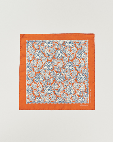 Herre | Lommetørklær | E. Marinella | Paisley Silk Pocket Square Orange