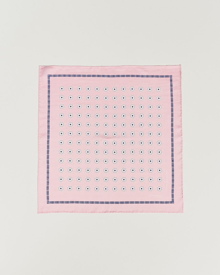 Herre | Lommetørklær | E. Marinella | Printed Silk Pocket Square Pink