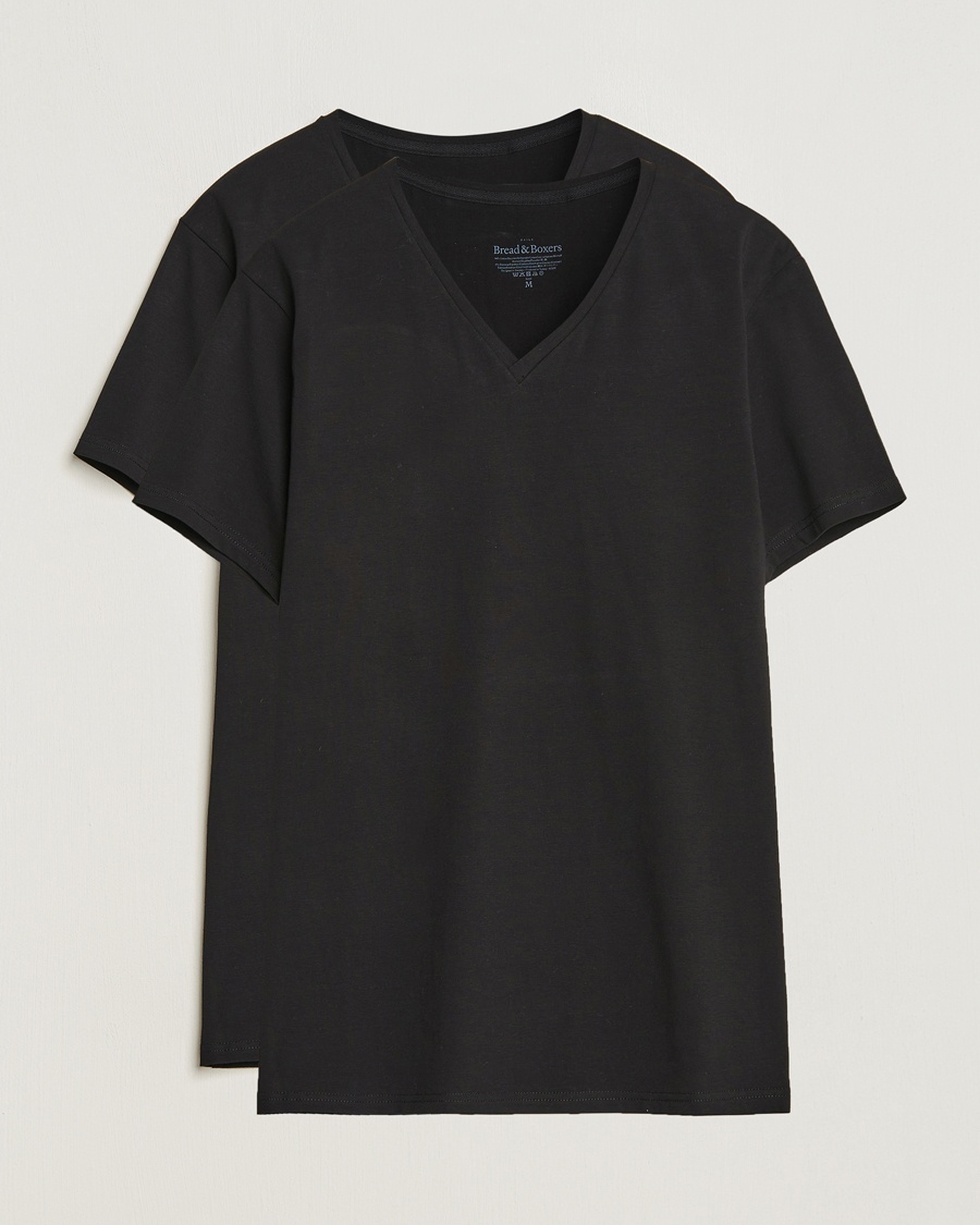 Herre |  | Bread & Boxers | 2-Pack V-Neck T-Shirt Black