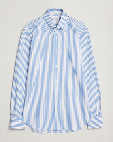 Herre | Mazzarelli | Mazzarelli | Soft Button Down Striped Shirt Light Blue