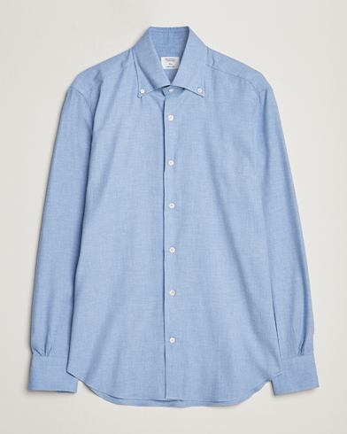 Herre | Flanellskjorter | Mazzarelli | Soft Button Down Flannel Shirt Light Blue