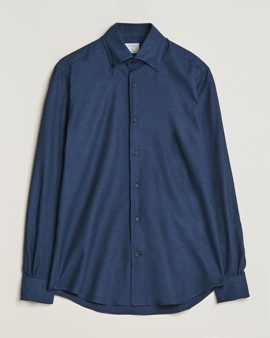 Herre | Mazzarelli | Mazzarelli | Soft Button Down Flannel Shirt Navy