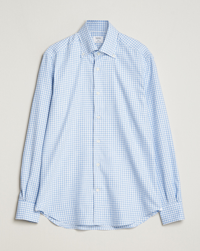 Herre | 50% salg | Mazzarelli | Soft Button Down Flannel Shirt Light Blue