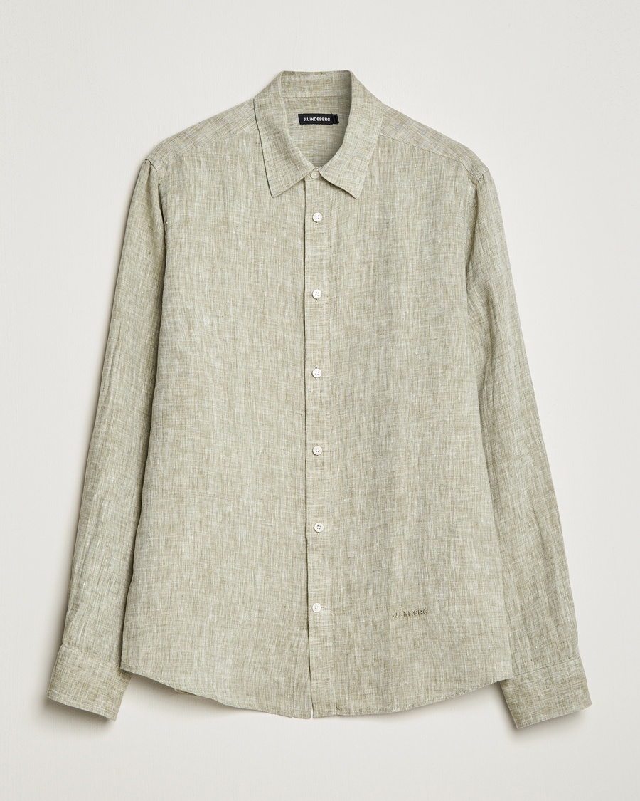 Herre | | J.Lindeberg | Reg Fit Linen Melange Shirt Aloe