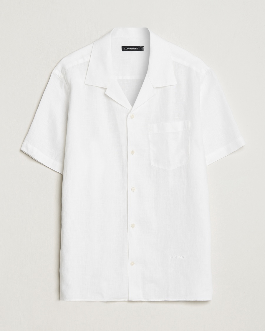 Herre | | J.Lindeberg | Reg Fit Linen Melange Short Sleeve Shirt White