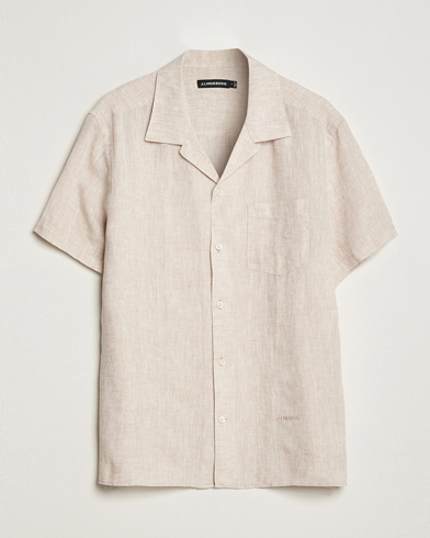 Herre | Plagg i lin | J.Lindeberg | Reg Fit Linen Melange Short Sleeve Shirt Safari Beige
