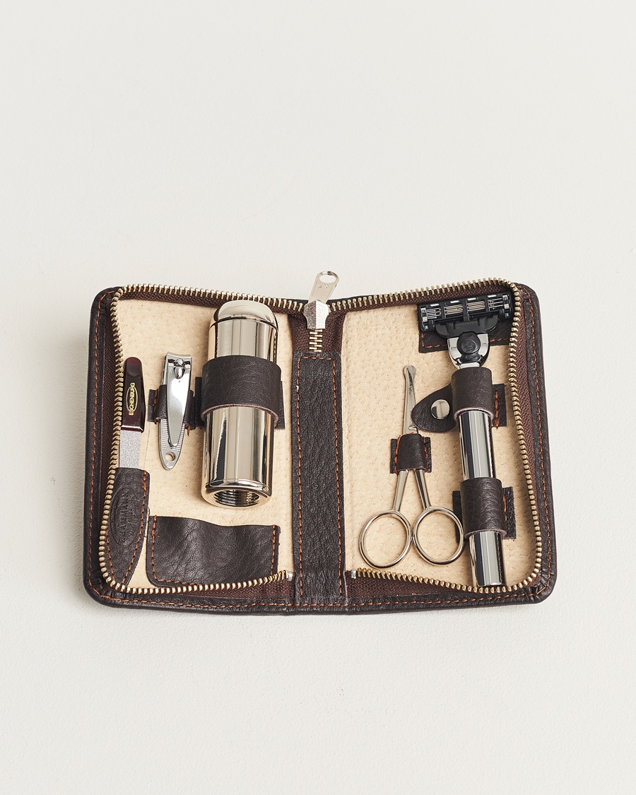 F. Hammann Shaving and Manicure Set Dark Brown