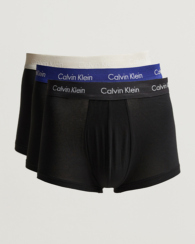 Herre |  | Calvin Klein | Cotton Stretch 3-Pack Low Rise Trunk Navy/Blue/Grey