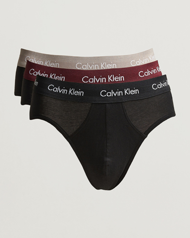 Herre |  | Calvin Klein | Cotton Stretch Hip Breif 3-Pack Black/Port Red/Grey