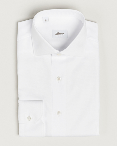 Herre | Quiet Luxury | Brioni | Slim Fit Royal Oxford Dress Shirt White
