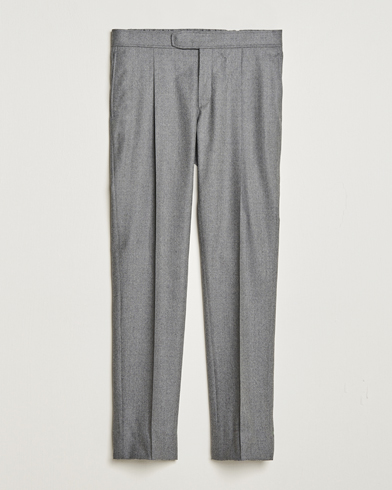 Herre | Flanellbukser | Brioni | Melbourne Drawstring Flannel Trousers Grey Melange