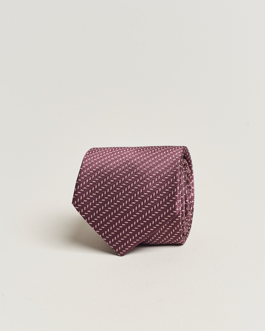 Herre | | Brioni | Zig Zag Jacuqard Silk Tie Burgundy
