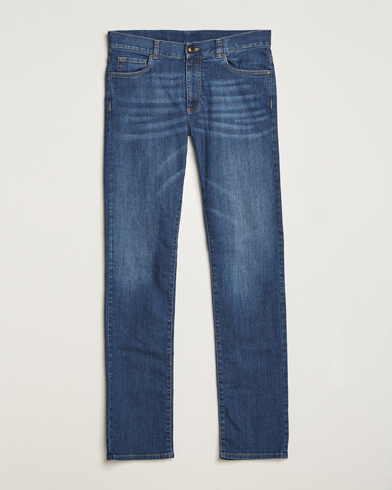 Herre |  | Canali | Slim Fit Stretch Jeans Medium Blue Wash