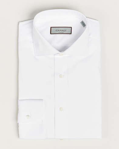 Herre | Formelle | Canali | Slim Fit Cotton/Stretch Shirt White