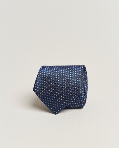 Herre |  | Canali | Jacquard Micro Dot Silk Tie Dark Blue