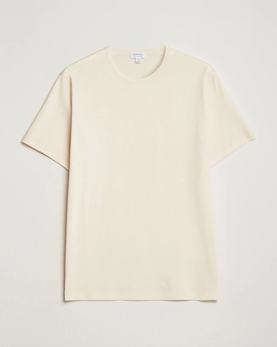 Herre | T-Shirts | Sunspel | Crew Neck Cotton Tee Undyed