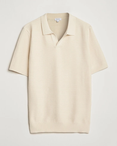 Herre |  | Sunspel | Knitted Polo Shirt Ecru