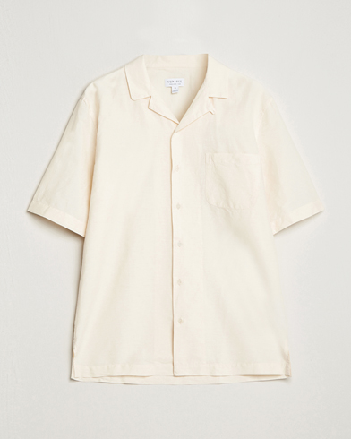 Herre | Kortermede skjorter | Sunspel | Lightweight Cotton/Linen Resort Shirt Ecru
