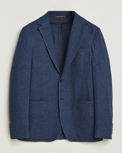 Herre | Ullblazer | Canali | Structured Jersey Jacket Blue