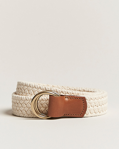 Herre | Belter | Anderson's | Woven Cotton Belt Off White