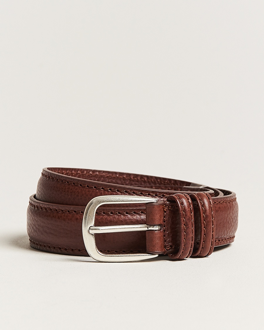 Herre | | Anderson's | Grained Leather Belt 3 cm Brown