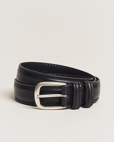 Herre | Umønstrede belter | Anderson's | Grained Leather Belt 3 cm Black