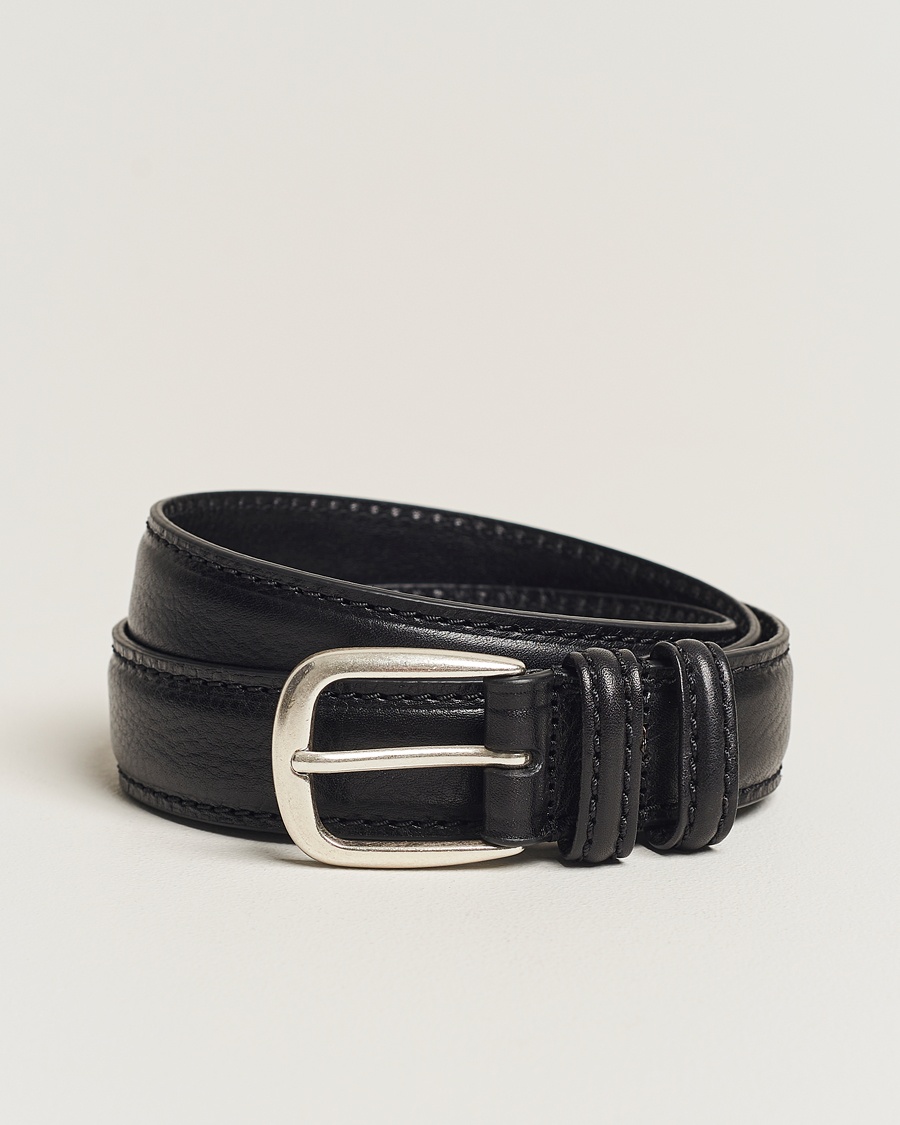 Herre | | Anderson's | Grained Leather Belt 3 cm Black