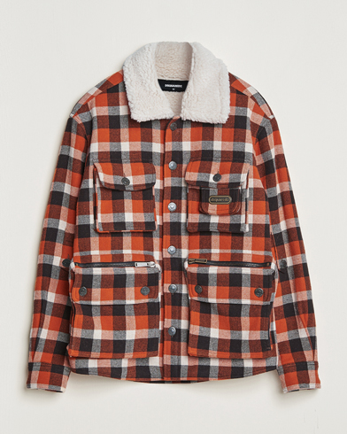 Herre | Dsquared2 | Dsquared2 | Flannel Check Wool Jacket Rust/Blue