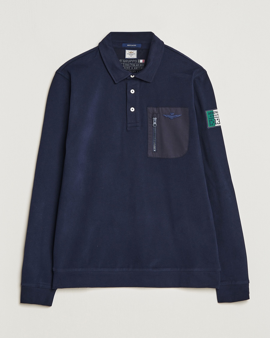 Herre | | Aeronautica Militare | PO1707 Long Sleeve Polo Dark Blue